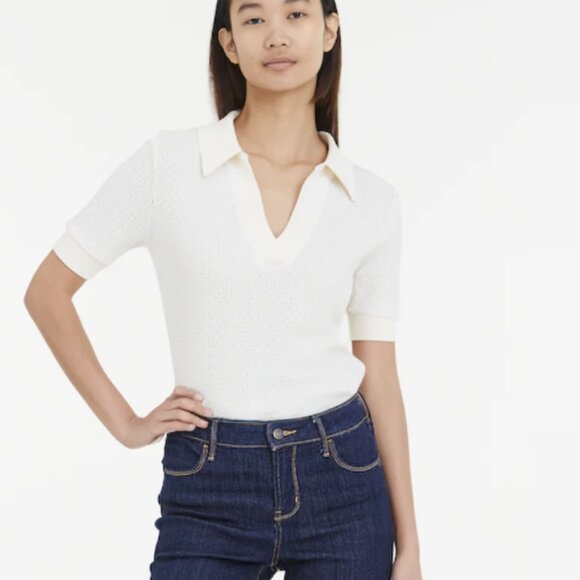 Madewell Collared Pointelle Sweater Tee Size small - Picture 3 of 7